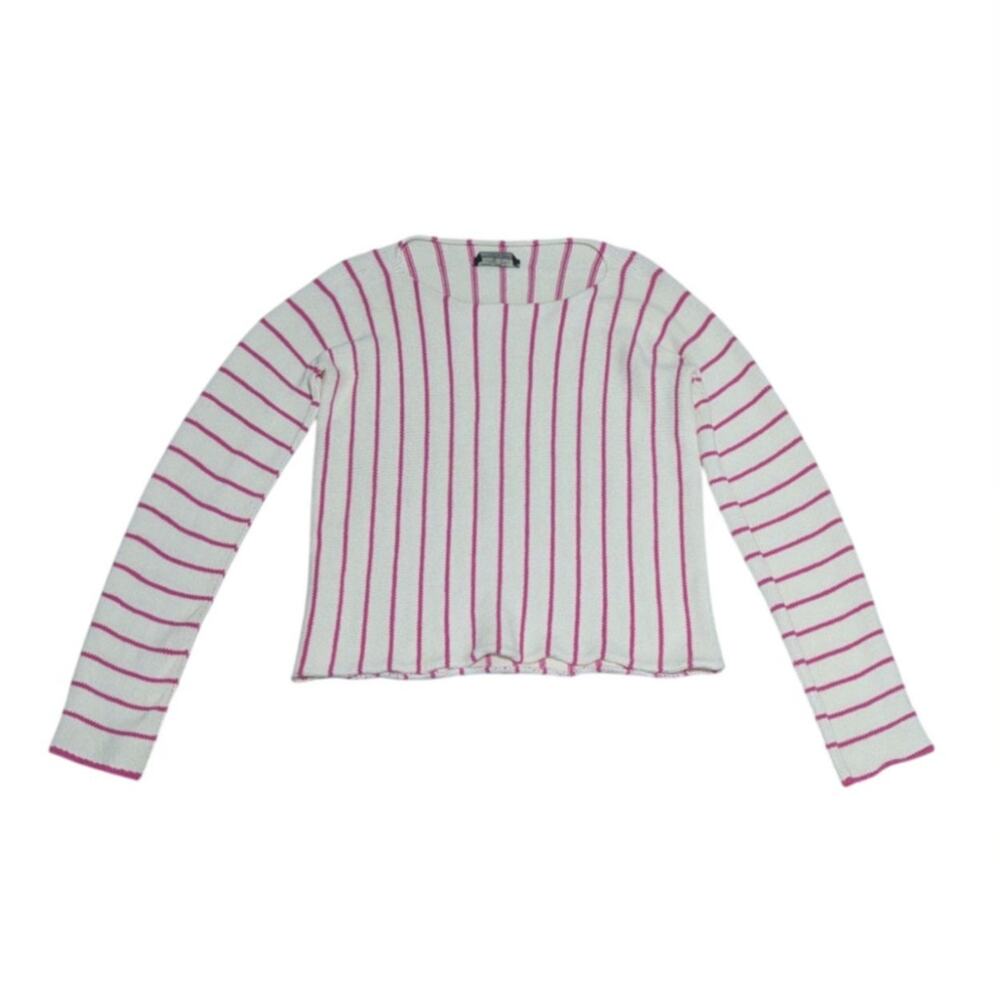 Weekend Max Mara Knit Vertical Striped Sweater Pink White Womens Medium Shirt